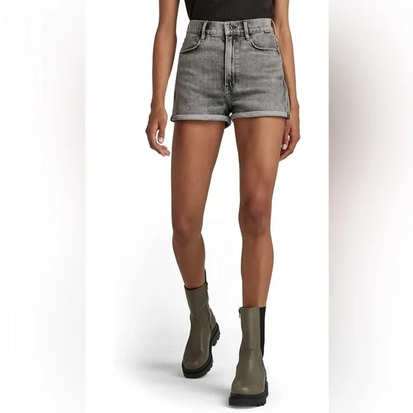 G-STAR Raw Shorts Womens Tedie Ultra High Rise Denim Faded Carbon Size 29 - Picture 1 of 16